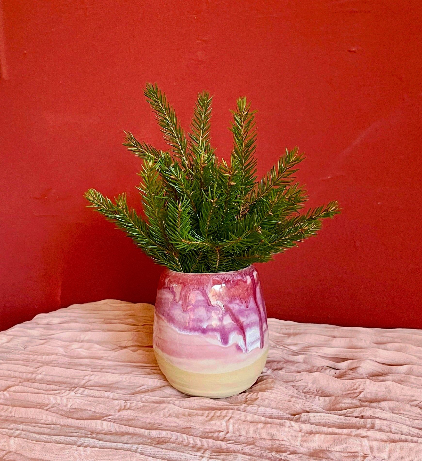 Küsten-Kugelvase „Happy Day“ – 11 × 10 cm – Handgedrehtes Unikat