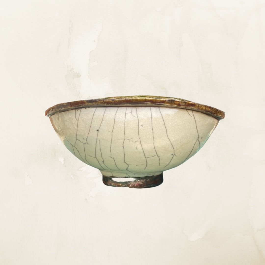Raku-Keramik Schale mit Engelmotiv